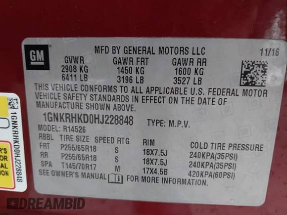2017 Chevrolet Traverse LT с VIN 1GNKRHKD0HJ228848, выставлен на аукционе IAAI как лот 43293311 с пробегом 48 343 миль миль и . История ставок и продаж доступна на DreamBid. Изображение 9.