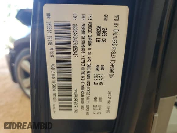 2007 Dodge Charger SRT-8 with VIN 2B3KA73W67H652417, listed as a Copart auction lot 70518705 with 75,440 mi miles and Salvage title. Bid and sale history available at DreamBid. Image 12.