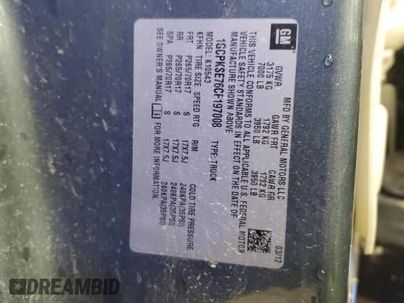 2012 Chevrolet Silverado 1500 LT z VIN 1GCPKSE76CF197008, wystawiony jako Copart lot #90118915 z przebiegiem 194 510 mil mil oraz Szkoda całkowita • Salvage title. Historia ofert i sprzedaży dostępna na DreamBid. Obrazek 12.