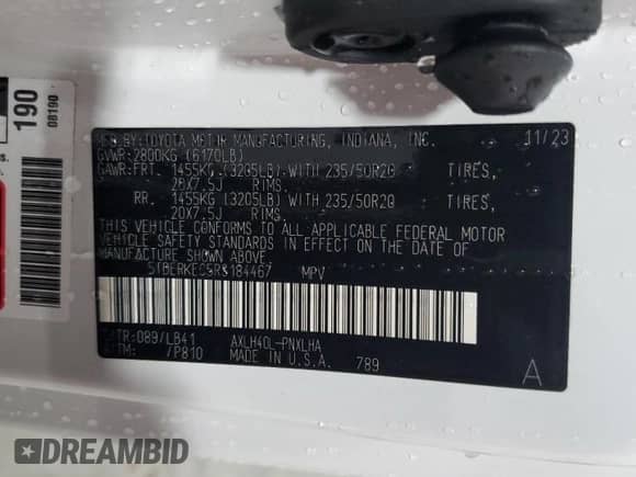 2024 Toyota Sienna Platinum с VIN 5TDERKEC5RS184467, выставлен на аукционе Copart как лот 60251905 с пробегом 23 559 миль миль и Чистый • Clean title. История ставок и продаж доступна на DreamBid. Изображение 14.