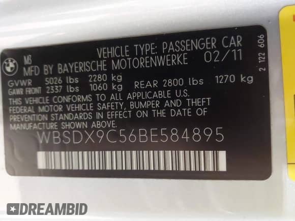 2011 BMW M3 z VIN WBSDX9C56BE584895, wystawiony jako IAAI lot #43533940 z przebiegiem 149 547 mil mil oraz . Historia ofert i sprzedaży dostępna na DreamBid. Obrazek 9.