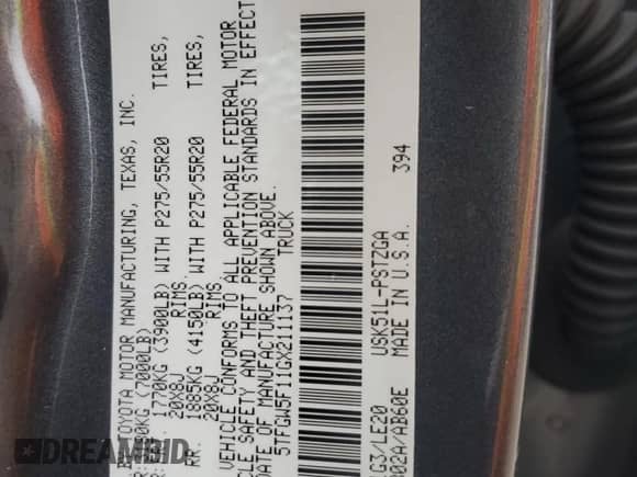 2016 Toyota Tundra Platinum with VIN 5TFGW5F11GX211137, listed as a Copart auction lot 82516064 with 105,524 mi miles and Salvage title. Bid and sale history available at DreamBid. Image 14.