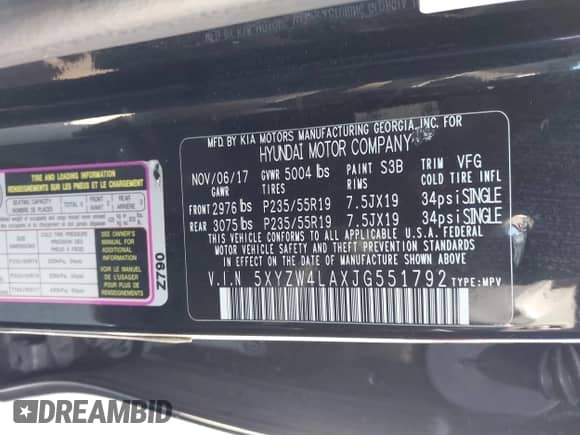 2018 Hyundai Santa Fe Ultimate z VIN 5XYZW4LAXJG551792, wystawiony jako IAAI lot #42414750 z przebiegiem 144 327 mil mil oraz . Historia ofert i sprzedaży dostępna na DreamBid. Obrazek 9.