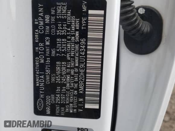 2020 Hyundai Palisade SEL с VIN KM8R2DHE9LU143496, выставлен на аукционе Copart как лот 71118472 с пробегом 33 140 миль миль и . История ставок и продаж доступна на DreamBid. Изображение 15.