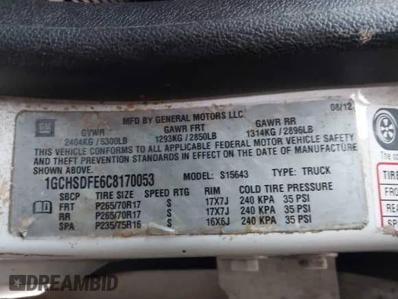 2012 Chevrolet Colorado 2LT z VIN 1GCHSDFE6C8170053, wystawiony jako IAAI lot #42006134 z przebiegiem 145 696 mil mil oraz . Historia ofert i sprzedaży dostępna na DreamBid. Obrazek 9.