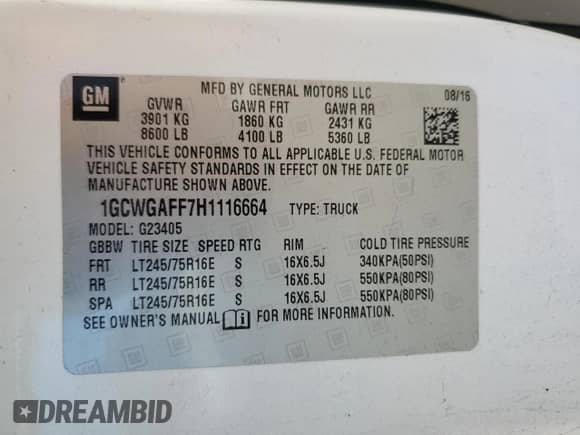 2017 Chevrolet Express Cargo с VIN 1GCWGAFF7H1116664, выставлен на аукционе Copart как лот 87458805 с пробегом 232 178 миль миль и Чистый • Clean title. История ставок и продаж доступна на DreamBid. Изображение 13.