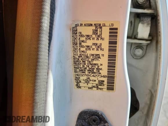 2000 Nissan Frontier XE with VIN 1N6ED27Y8YC427340, listed as a Copart auction lot 81788645 with 165,147 mi miles and Salvage title. Bid and sale history available at DreamBid. Image 12.