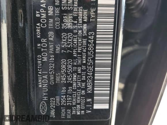 2023 Hyundai Palisade XRT с VIN KM8R34GE5PU586443, выставлен на аукционе Copart как лот 63532345 с пробегом 24 508 миль миль и Списание • Salvage title. История ставок и продаж доступна на DreamBid. Изображение 13.