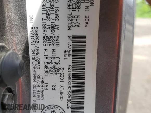 2004 Toyota Sienna XLE z VIN 5TDBA22C84S005135, wystawiony jako Copart lot #60681885 z przebiegiem 268 909 mil mil oraz Szkoda całkowita • Salvage title. Historia ofert i sprzedaży dostępna na DreamBid. Obrazek 12.