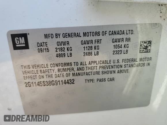 2016 Chevrolet Impala LTZ с VIN 2G1145S38G9114432, выставлен на аукционе Copart как лот 68914925 с пробегом 137 664 миль миль и Списание • Salvage title. История ставок и продаж доступна на DreamBid. Изображение 12.