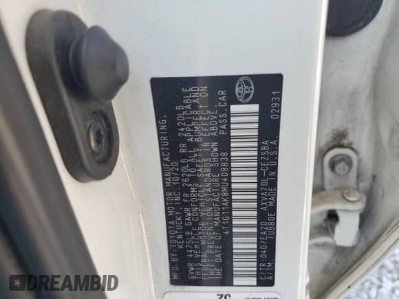 2021 Toyota Camry SE Nightshade z VIN 4T1G11AK8MU408838, wystawiony jako Copart lot #71665125 z przebiegiem 106 701 mil mil oraz Szkoda całkowita • Salvage title. Historia ofert i sprzedaży dostępna na DreamBid. Obrazek 12.