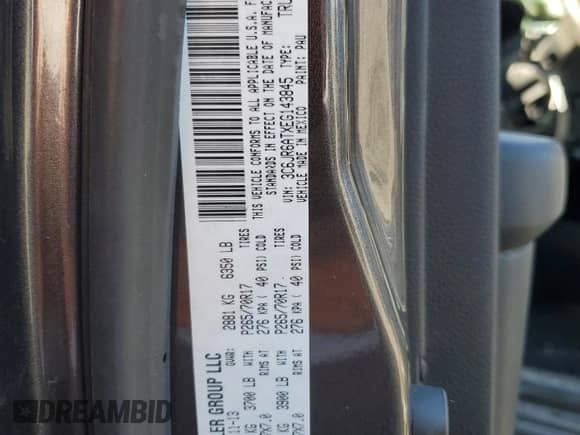 2014 Ram 1500 Tradesman with VIN 3C6JR6ATXEG143845, listed as a Copart auction lot 76970934 with 141,762 mi miles and Non repairable. Bid and sale history available at DreamBid. Image 12.