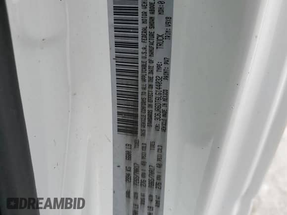 2020 Ram 1500 Tradesman with VIN 3C6JR6DT6LG144032, listed as a Copart auction lot 76073334 with 73,342 mi miles and Non repairable. Bid and sale history available at DreamBid. Image 15.