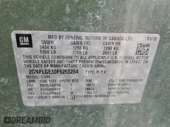 2015 Chevrolet Equinox LT with VIN 2GNFLGE30F6263254, listed as a Copart auction lot 54143625 with 93,367 mi miles and Clean title. Bid and sale history available at DreamBid. Image 13.