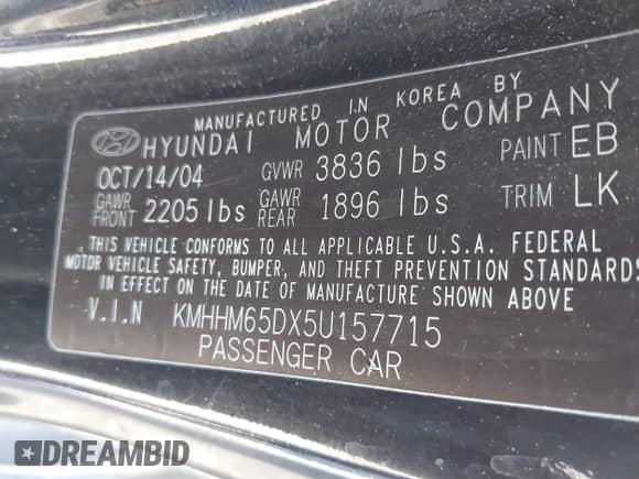 2005 Hyundai Tiburon GS с VIN KMHHM65DX5U157715, выставлен на аукционе IAAI как лот 42749627 с пробегом 111 217 миль миль и . История ставок и продаж доступна на DreamBid. Изображение 9.