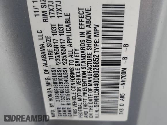 2013 Honda Odyssey EX с VIN 5FNRL5H40DB026852, выставлен на аукционе Copart как лот 83922825 с пробегом 193 113 миль миль и Списание • Salvage title. История ставок и продаж доступна на DreamBid. Изображение 13.