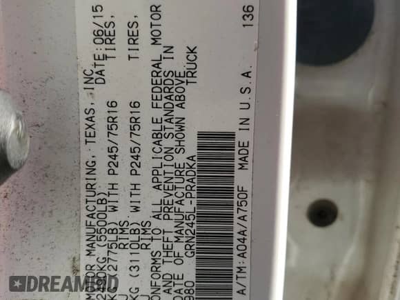 2015 Toyota Tacoma with VIN 5TFLU4EN9FX143980, listed as a Copart auction lot 85343165 with 169,908 mi miles and Salvage title. Bid and sale history available at DreamBid. Image 12.