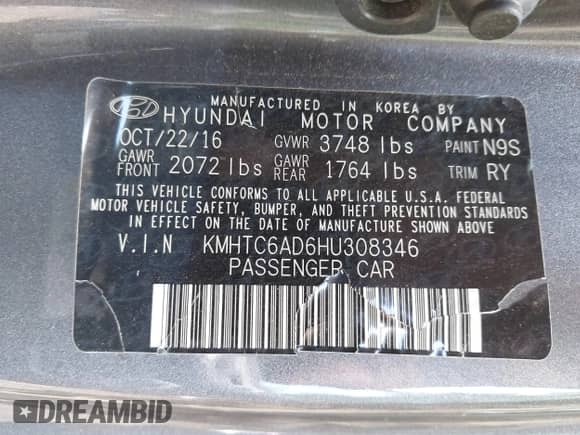 2017 Hyundai Veloster Value Edition с VIN KMHTC6AD6HU308346, выставлен на аукционе IAAI как лот 43135955 с пробегом 97 377 миль миль и . История ставок и продаж доступна на DreamBid. Изображение 9.