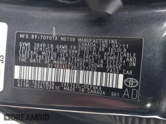 2011 Toyota Corolla S с VIN 2T1BU4EEXBC621702, выставлен на аукционе IAAI как лот 43434566 с пробегом 187 063 миль миль и . История ставок и продаж доступна на DreamBid. Изображение 9.