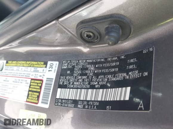 2016 Toyota Sienna SE with VIN 5TDXK3DC4GS708290, listed as a IAAI auction lot 41851812 with 136,544 mi miles and . Bid and sale history available at DreamBid. Image 9.