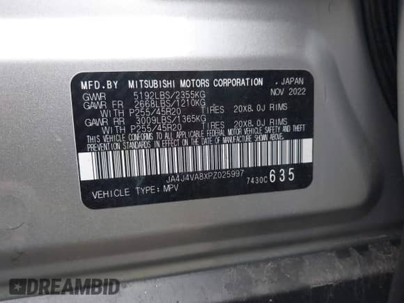 2023 Mitsubishi Outlander SEL z VIN JA4J4VA8XPZ025997, wystawiony jako IAAI lot #42376215 z przebiegiem 20 934 mil mil oraz . Historia ofert i sprzedaży dostępna na DreamBid. Obrazek 9.