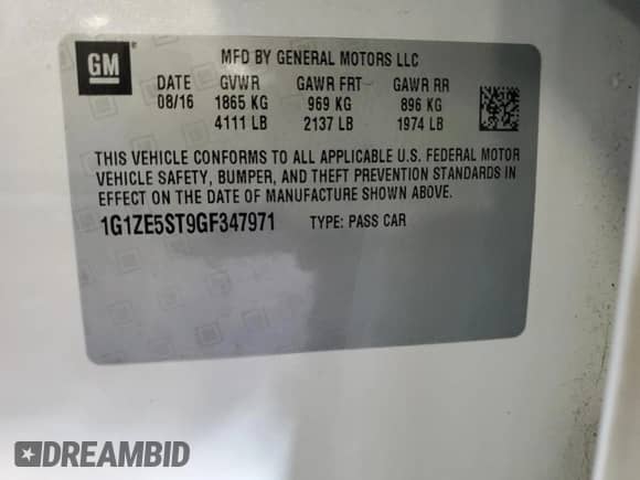 2016 Chevrolet Malibu LT z VIN 1G1ZE5ST9GF347971, wystawiony jako Copart lot #83871205 z przebiegiem Nie podano mil oraz Czysty tytuł • Clean title. Historia ofert i sprzedaży dostępna na DreamBid. Obrazek 12.