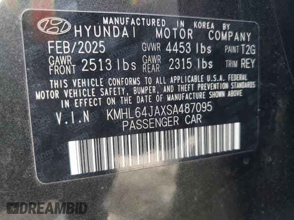 2025 Hyundai Sonata SEL with VIN KMHL64JAXSA487095, listed as a Copart auction lot 86629305 with 11,668 mi miles and Non repairable. Bid and sale history available at DreamBid. Image 13.