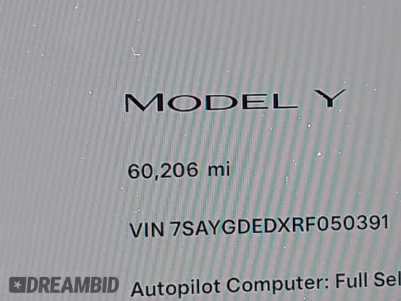 2024 Tesla Model Y с VIN 7SAYGDEDXRF050391, выставлен на аукционе IAAI как лот 43327993 с пробегом 60 206 миль миль и . История ставок и продаж доступна на DreamBid. Изображение 15.