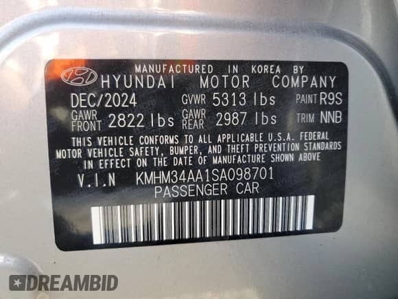 2025 Hyundai Ioniq 6 SEL с VIN KMHM34AA1SA098701, выставлен на аукционе Copart как лот 69697605 с пробегом 1 848 миль миль и Списание • Salvage title. История ставок и продаж доступна на DreamBid. Изображение 13.