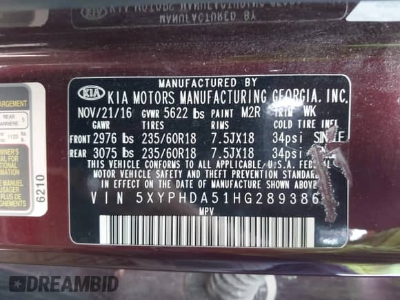 2017 Kia Sorento EX z VIN 5XYPHDA51HG289386, wystawiony jako IAAI lot #42419455 z przebiegiem 146 464 mil mil oraz . Historia ofert i sprzedaży dostępna na DreamBid. Obrazek 9.