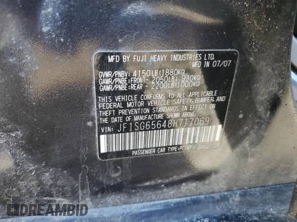 2008 Subaru Forester X with VIN JF1SG65648H717069, listed as a Copart auction lot 55574385 with 117,494 mi miles and Clean title. Bid and sale history available at DreamBid. Image 14.