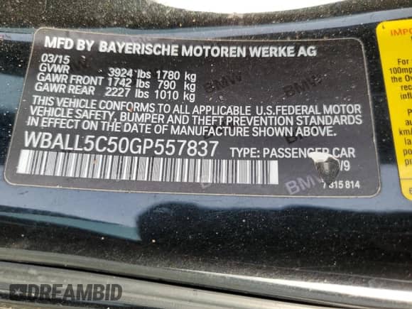 2016 BMW Z4 sDrive28i с VIN WBALL5C50GP557837, выставлен на аукционе Copart как лот 51038615 с пробегом 59 878 миль миль и Списание • Salvage title. История ставок и продаж доступна на DreamBid. Изображение 13.