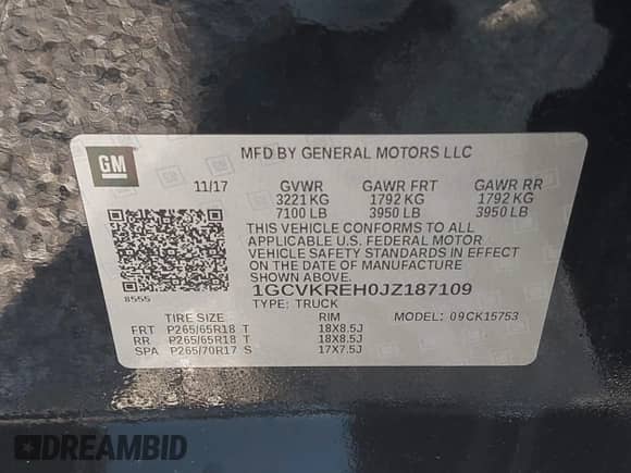 2018 Chevrolet Silverado 1500 LT z VIN 1GCVKREH0JZ187109, wystawiony jako IAAI lot #43287728 z przebiegiem 94 380 mil mil oraz . Historia ofert i sprzedaży dostępna na DreamBid. Obrazek 9.