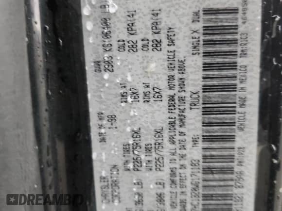 1998 Dodge 1500 с VIN 3B7HC13Z0WG171183, выставлен на аукционе Copart как лот 50291535 с пробегом 334 533 миль миль и Списание • Salvage title. История ставок и продаж доступна на DreamBid. Изображение 12.