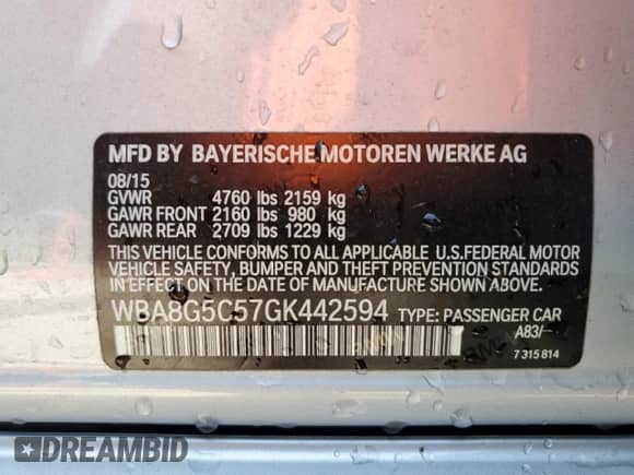 2016 BMW 3 Series 328i xDrive z VIN WBA8G5C57GK442594, wystawiony jako Copart lot #65760744 z przebiegiem 97 612 mil mil oraz Czysty tytuł • Clean title. Historia ofert i sprzedaży dostępna na DreamBid. Obrazek 13.