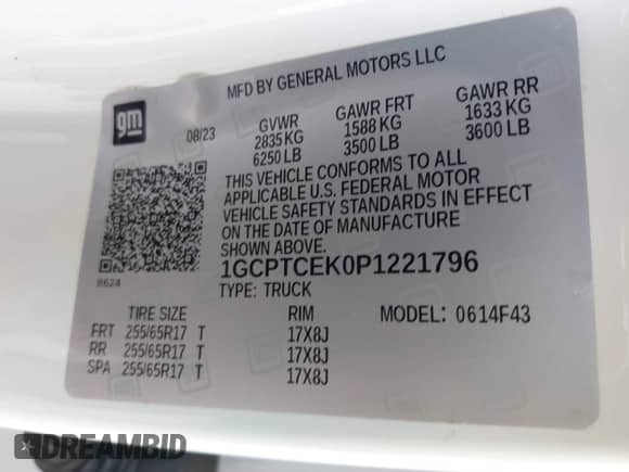 2023 Chevrolet Colorado 4WD LT с VIN 1GCPTCEK0P1221796, выставлен на аукционе IAAI как лот 42076600 с пробегом 23 262 миль миль и . История ставок и продаж доступна на DreamBid. Изображение 9.