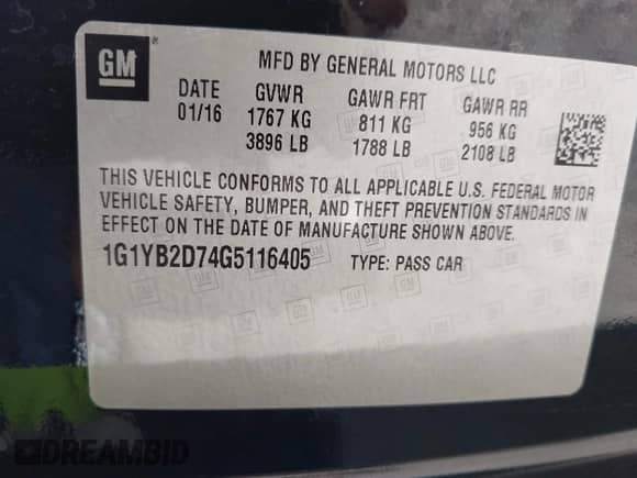 2016 Chevrolet Corvette 1LT z VIN 1G1YB2D74G5116405, wystawiony jako IAAI lot #42983262 z przebiegiem 65 775 mil mil oraz . Historia ofert i sprzedaży dostępna na DreamBid. Obrazek 9.