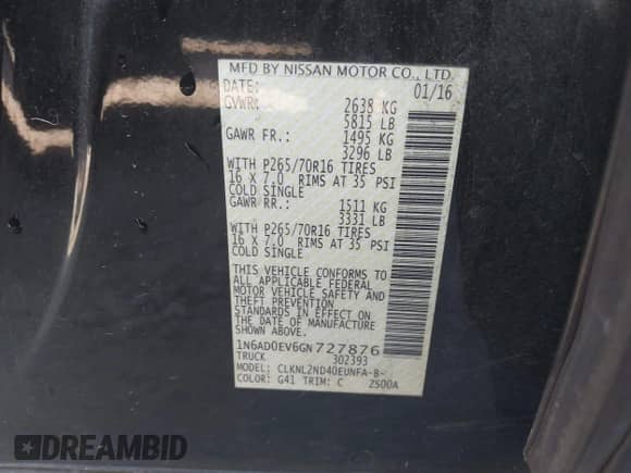 2016 Nissan Frontier SV с VIN 1N6AD0EV6GN727876, выставлен на аукционе IAAI как лот 43480721 с пробегом 226 462 миль миль и . История ставок и продаж доступна на DreamBid. Изображение 9.