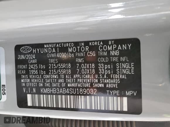 2025 Hyundai Kona SEL with VIN KM8HB3AB4SU189032, listed as a Copart auction lot 83835195 with 10,457 mi miles and Salvage title. Bid and sale history available at DreamBid. Image 12.