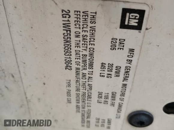 2005 Chevrolet Impala Police Police with VIN 2G1WF55K659313642, listed as a Copart auction lot 46034475 with Not provided miles and Salvage title. Bid and sale history available at DreamBid. Image 12.