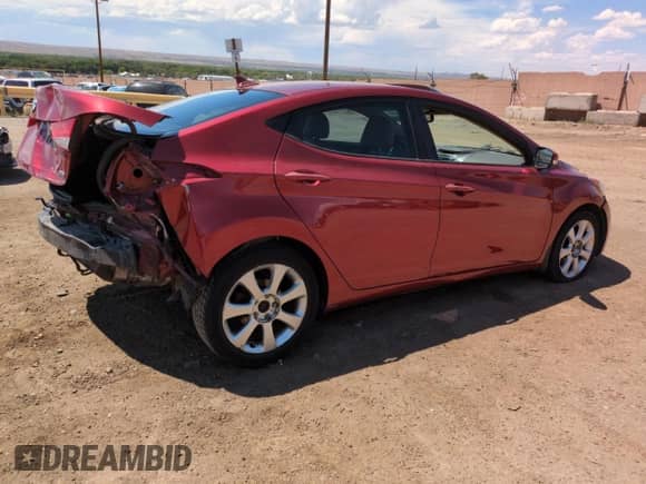 2013 Hyundai Elantra Limited with VIN 5NPDH4AE5DH186218, listed as a Copart auction lot 67785685 with 296,043 mi miles and Salvage title. Bid and sale history available at DreamBid. Image 3.