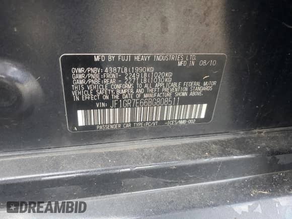 2011 Subaru WRX WRX Limited with VIN JF1GR7E66BG808511, listed as a Copart auction lot 68189115 with 142,083 mi miles and Salvage title. Bid and sale history available at DreamBid. Image 12.