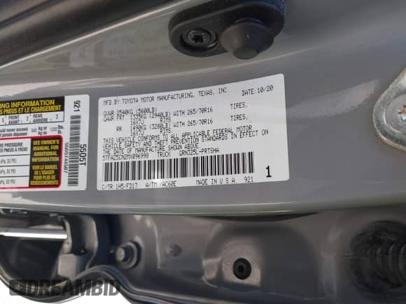 2021 Toyota Tacoma SR5 with VIN 5TFAZ5CN2MX096998, listed as a IAAI auction lot 41788306 with 45,880 mi miles and . Bid and sale history available at DreamBid. Image 9.