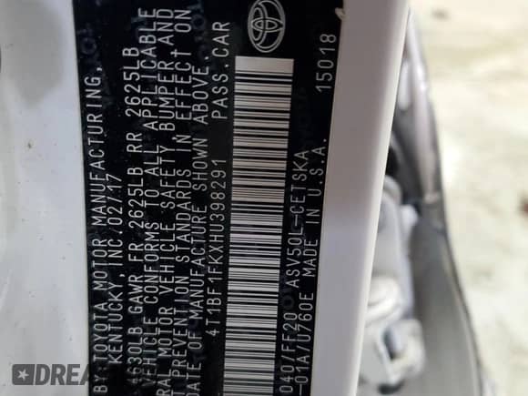 2017 Toyota Camry XLE с VIN 4T1BF1FKXHU398291, выставлен на аукционе Copart как лот 89795675 с пробегом 132 924 миль миль и Списание • Salvage title. История ставок и продаж доступна на DreamBid. Изображение 13.