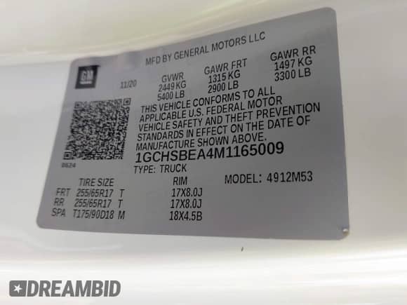 2021 Chevrolet Colorado 2WD Work Truck with VIN 1GCHSBEA4M1165009, listed as a IAAI auction lot 42424165 with 89,275 mi miles and . Bid and sale history available at DreamBid. Image 9.
