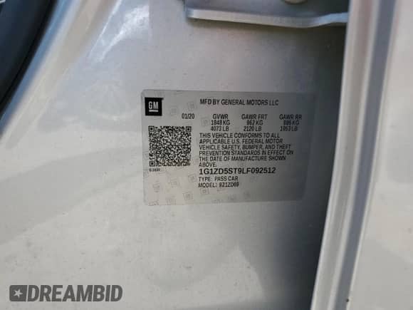 2020 Chevrolet Malibu LT с VIN 1G1ZD5ST9LF092512, выставлен на аукционе Copart как лот 67577535 с пробегом 124 930 миль миль и Списание • Salvage title. История ставок и продаж доступна на DreamBid. Изображение 12.