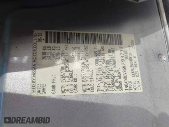 2016 Nissan Frontier SV z VIN 1N6AD0EV8GN793717, wystawiony jako IAAI lot #41291692 z przebiegiem 174 056 mil mil oraz . Historia ofert i sprzedaży dostępna na DreamBid. Obrazek 9.