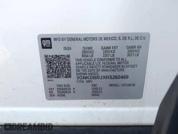 2024 Chevrolet Blazer EV eAWD LT с VIN 3GNKDBRJXRS260469, выставлен на аукционе IAAI как лот 41810207 с пробегом 5 356 миль миль и . История ставок и продаж доступна на DreamBid. Изображение 9.