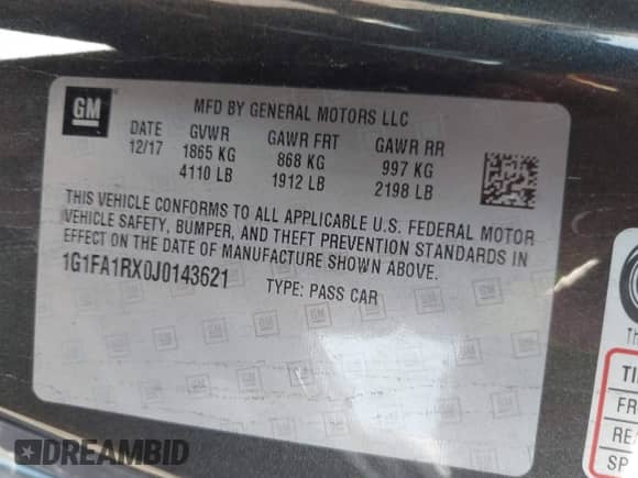 2018 Chevrolet Camaro 1LS с VIN 1G1FA1RX0J0143621, выставлен на аукционе IAAI как лот 42979322 с пробегом 51 121 миль миль и . История ставок и продаж доступна на DreamBid. Изображение 9.