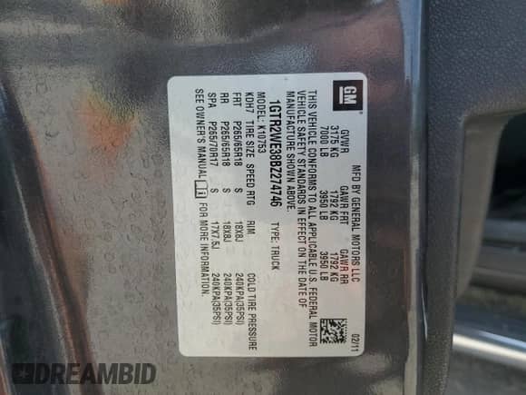 2011 GMC Sierra 1500 SLT with VIN 1GTR2WE38BZ274746, listed as a Copart auction lot 61145545 with 187,111 mi miles and Salvage title. Bid and sale history available at DreamBid. Image 12.